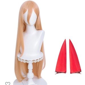 Nwt Aicos Long Orange Straight Cosplay Wigs with Bangs, Anime Hair Wigs (J9)